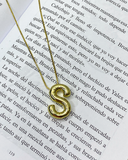 Collar con dige de letra enchapado en oro 18k acero inoxidable