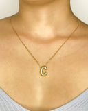 Collar con dige de letra enchapado en oro 18k acero inoxidable