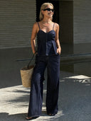 Conjunto de 2 piezas demin de tops y pantalon