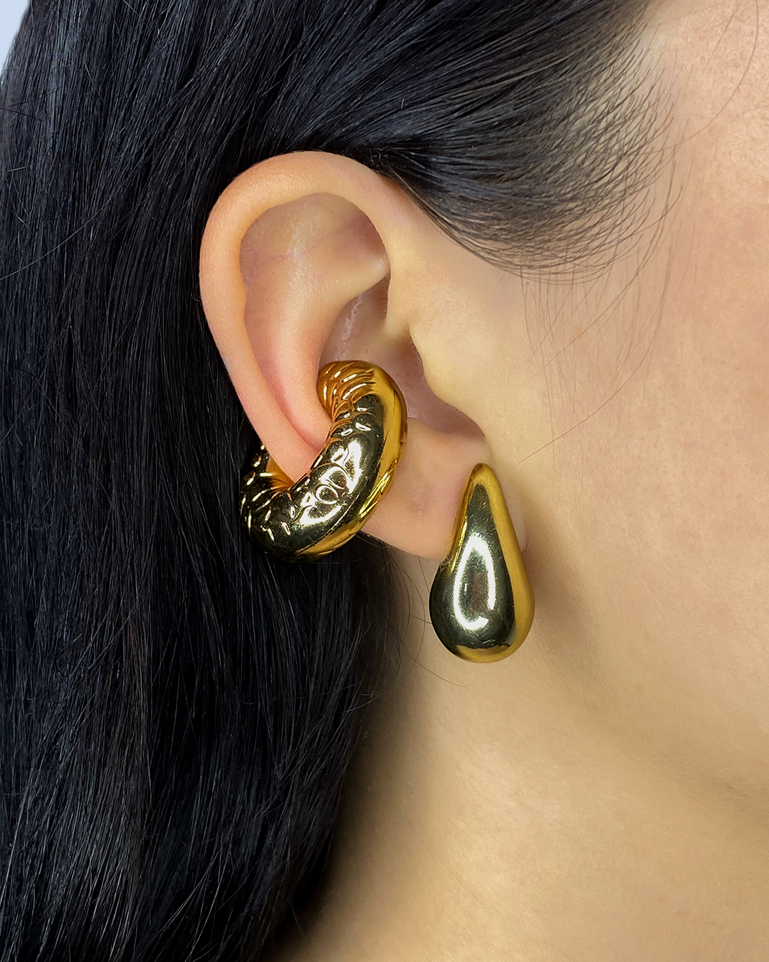Ear cuff chunky enchapados en oro 14k de acero inoxidable