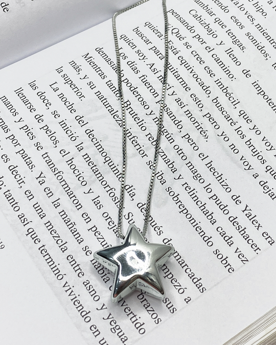 Collar con dige de estrella burbuja enchapado en oro 14k acero inoxidable