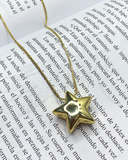 Collar con dige de estrella burbuja enchapado en oro 14k acero inoxidable