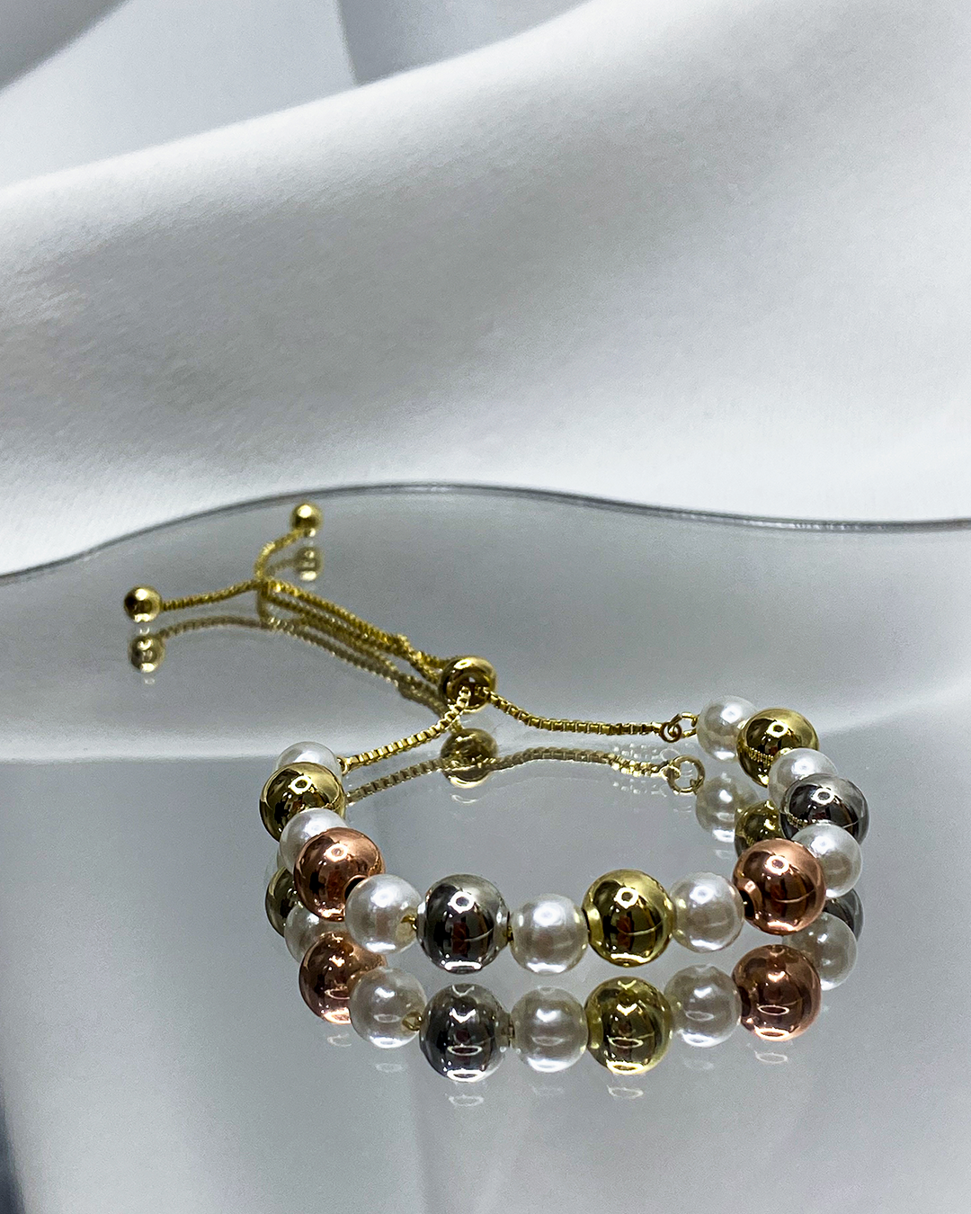 Pulsera balines enchapado en oro 14k acero inoxidable