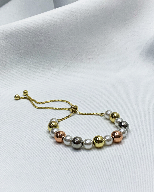 Pulsera balines enchapado en oro 14k acero inoxidable