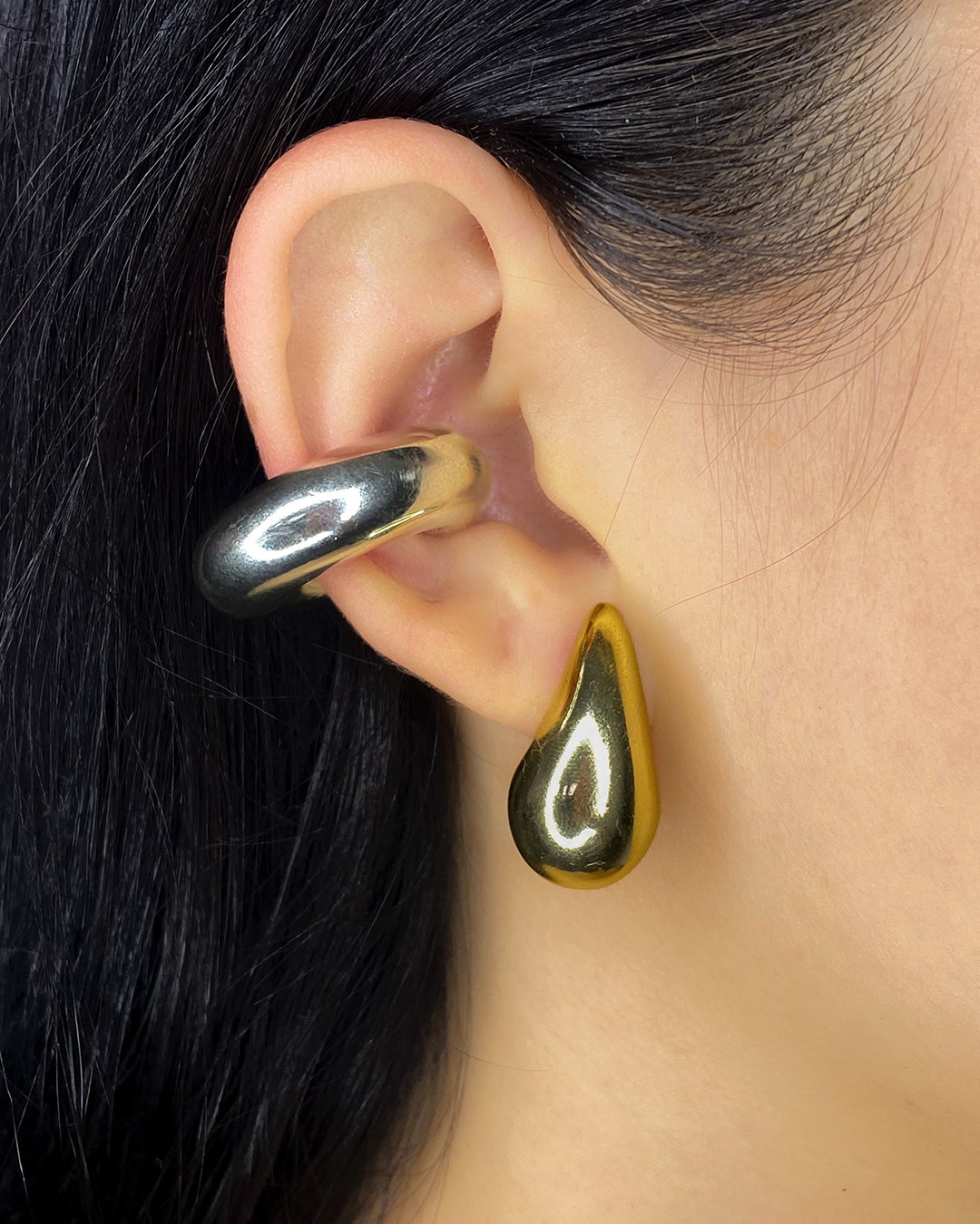 Ear cuff chunky enchapados en oro 14k de acero inoxidable