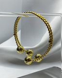 Pulsera con detalle de 4 esfera enchapado en oro 14k acero inoxidable