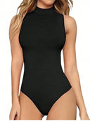 Body sin manga unicolor cuello semi alto