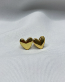 Pendientes de tachuela corazón burbuja enchapado en oro 14k acero inoxidable