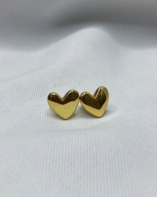 Pendientes de tachuela corazón burbuja enchapado en oro 14k acero inoxidable