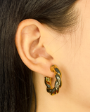 Argollas con diseño trenzado enchapado en oro 14k acero inoxidable