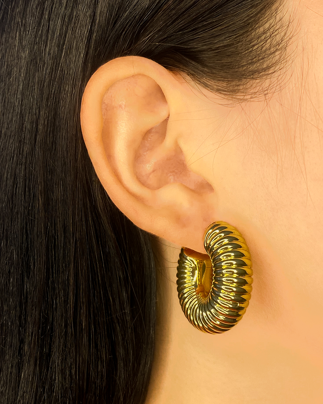 Argollas chunky en oro 14k acero inoxidable