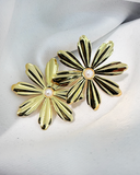 Pendientes de tachuela con diseño de flor grande acero inoxidable