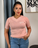 Blusa tejida cuello V