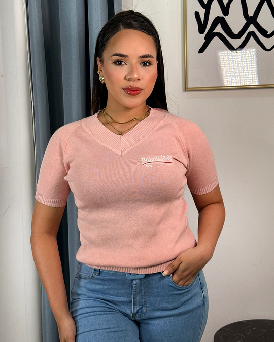 Blusa tejida cuello V