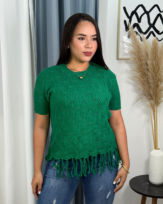 Blusa tejida con patron geometrico