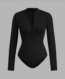 Body manga larga tela acanalada