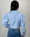 Camisa manga bombacha de rayas