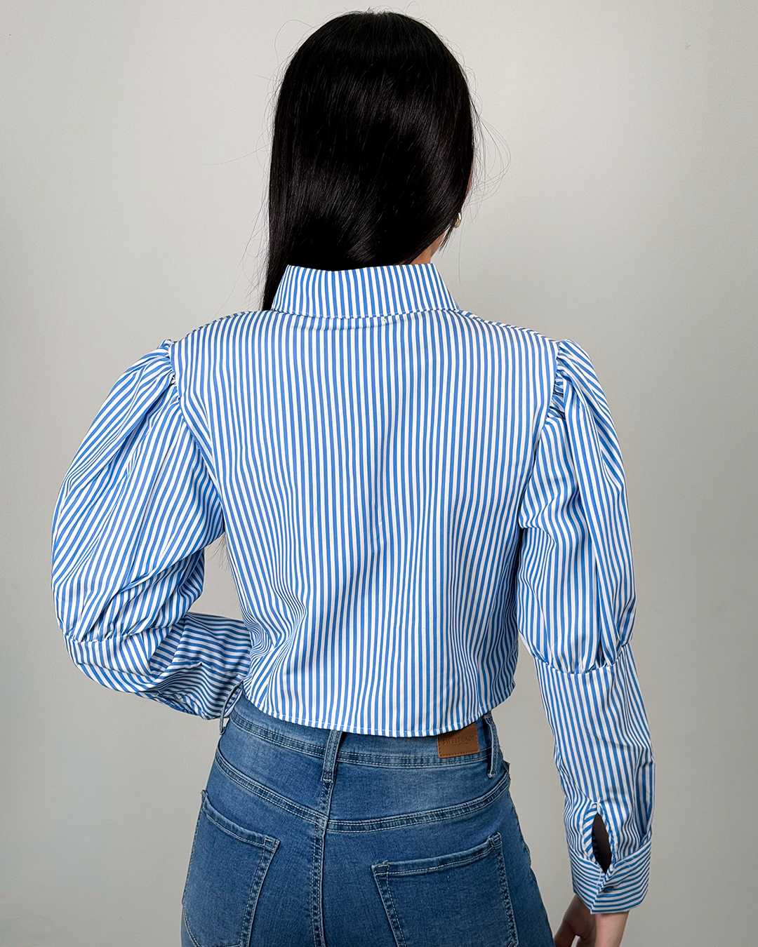 Camisa manga bombacha de rayas