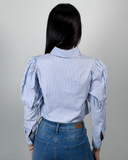 Camisa manga bombacha de rayas