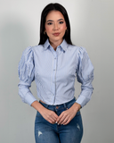 Camisa manga bombacha de rayas