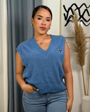 chaleco tejido unicolor cuello V