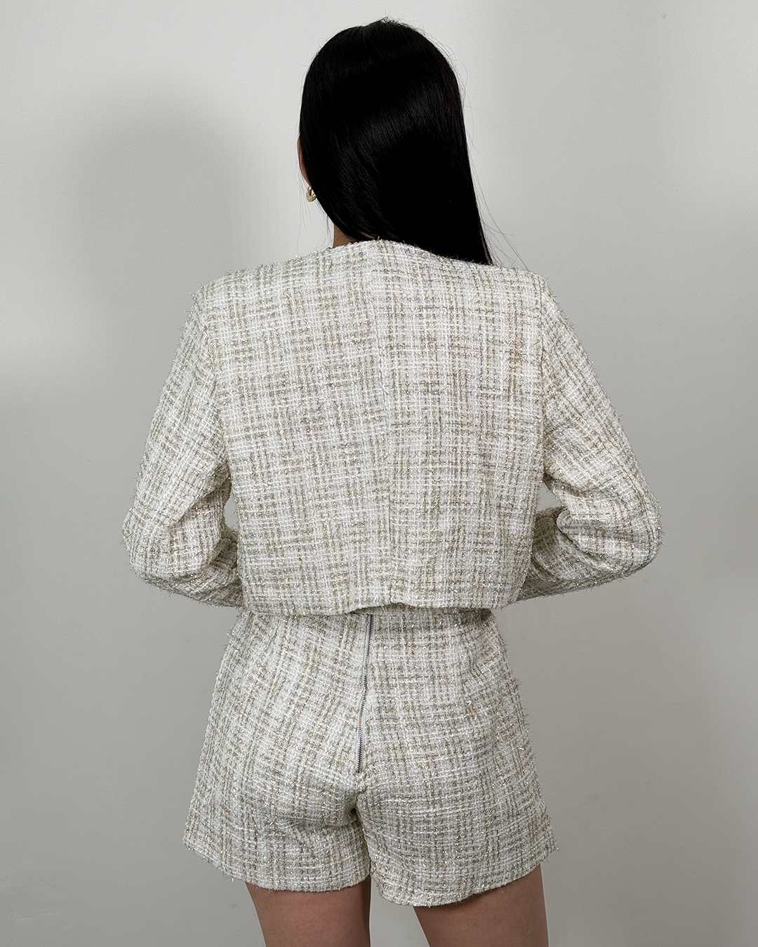 Set de enterizo y chaleco brillante