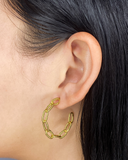 Argolla con diseño de cadena enchapado en oro 14k acero inoxidable