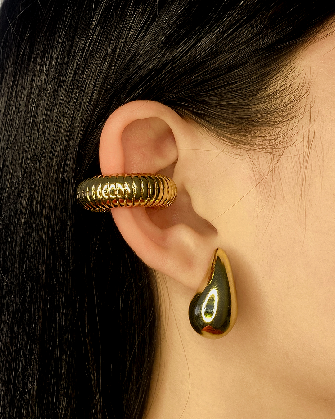 Ear cuff chunky enchapados en oro 14k de acero inoxidable