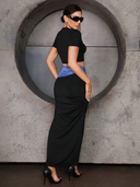 Falda larga con diseño de jeans impreso