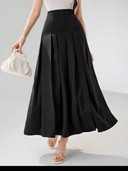 Falda larga plizada con broche y cierre