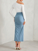 Falda larga fruncida unicolor para maternidad