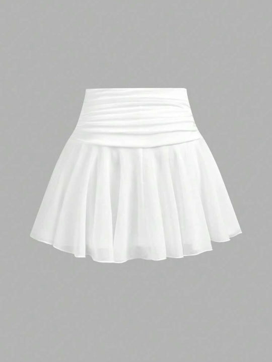 Falda unicolor con malla