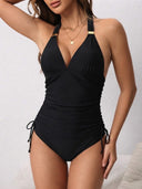 Traje de baño 2 piezas con top halter con escote profundo y tankini