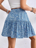 Falda estampada con volado