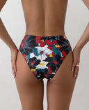 Traje de baño 2 piezas bikini estampado y color de contraste