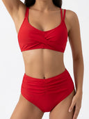Conjunto de traje de baño unicolor talle alto