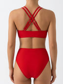 Conjunto de traje de baño unicolor talle alto