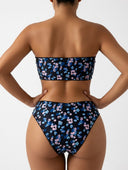 Traje de baño bikini estampado floreado sin tirantes