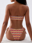 Traje de baño bikini estampado floreado con nudo frontal