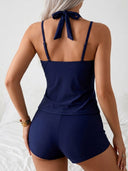 Conjunto de 2 piezas tankini unicolor con short
