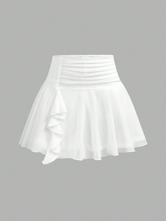 Falda unicolor con malla