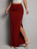 Falda larga unicolor con apertura