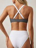 Traje de baño 2 piezas bikini con tono de contraste y espalda cruzada