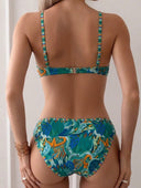 Conjunto de bikini estampado tropical
