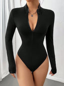 Body manga larga tela acanalada