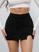 Falda short de vestir unicolor