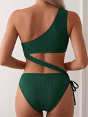 Traje de baño de una pieza cruzado tela acanalada