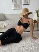 Conjunto de 2 piezas tankini unicolor de leggins corta