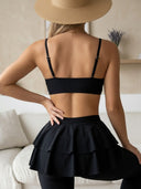 Conjunto de 2 piezas tankini unicolor de leggins corta