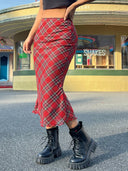 Falda larga con estampado de cuadros